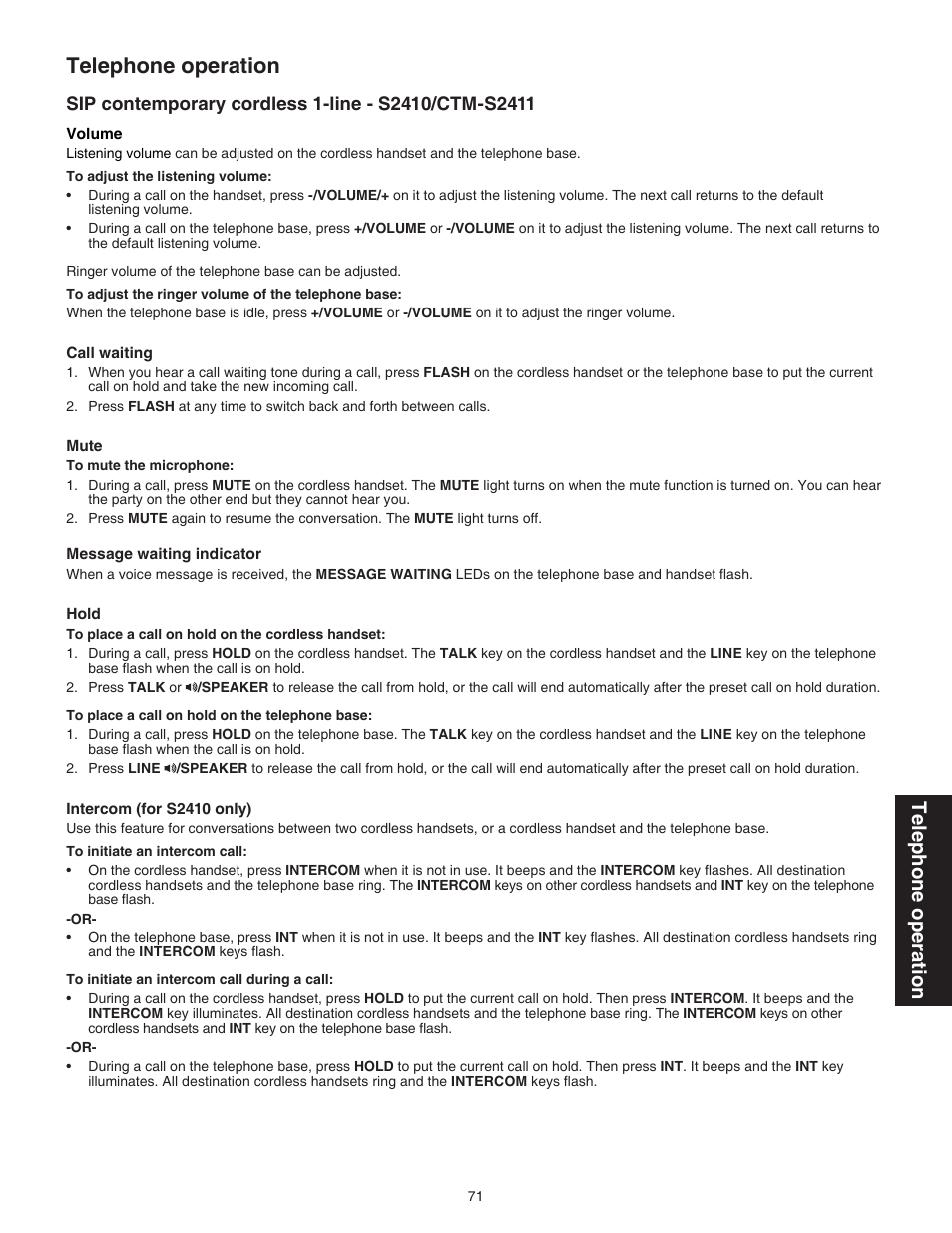 Telephone operation | VTech CTM-S242SD Manual User Manual | Page 75 / 94