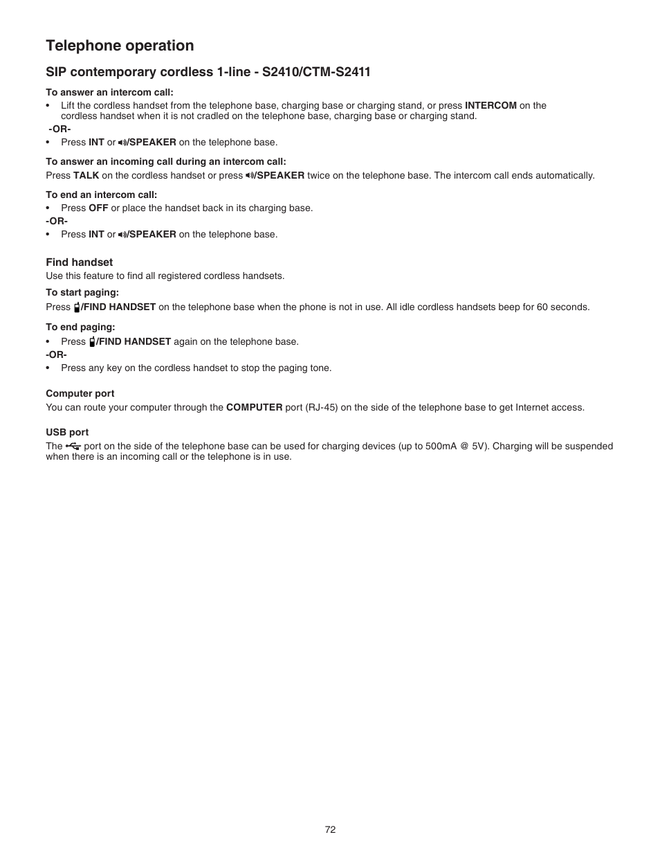 Telephone operation | VTech CTM-S242SD Manual User Manual | Page 76 / 94