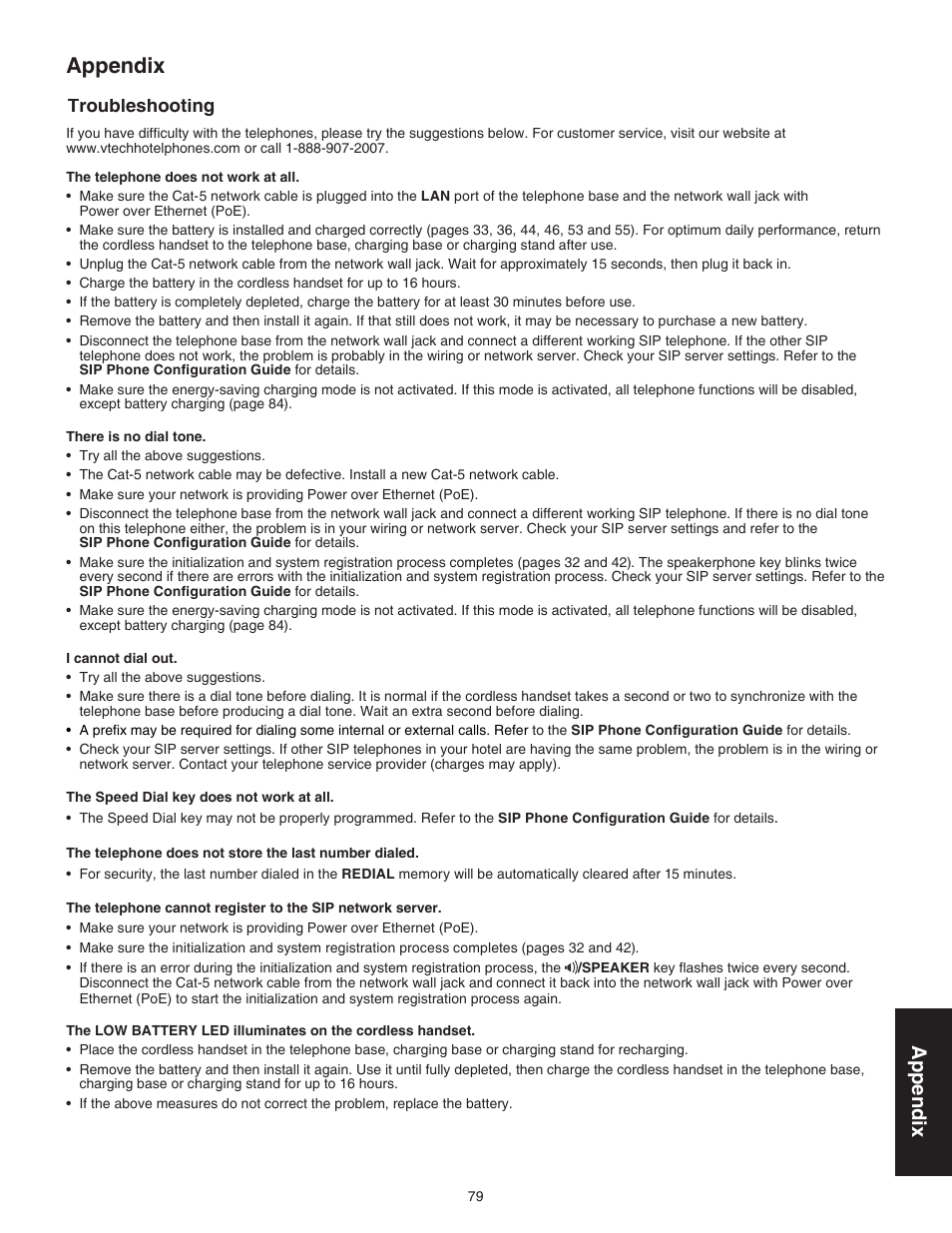 Appendix, Troubleshooting | VTech CTM-S242SD Manual User Manual | Page 83 / 94