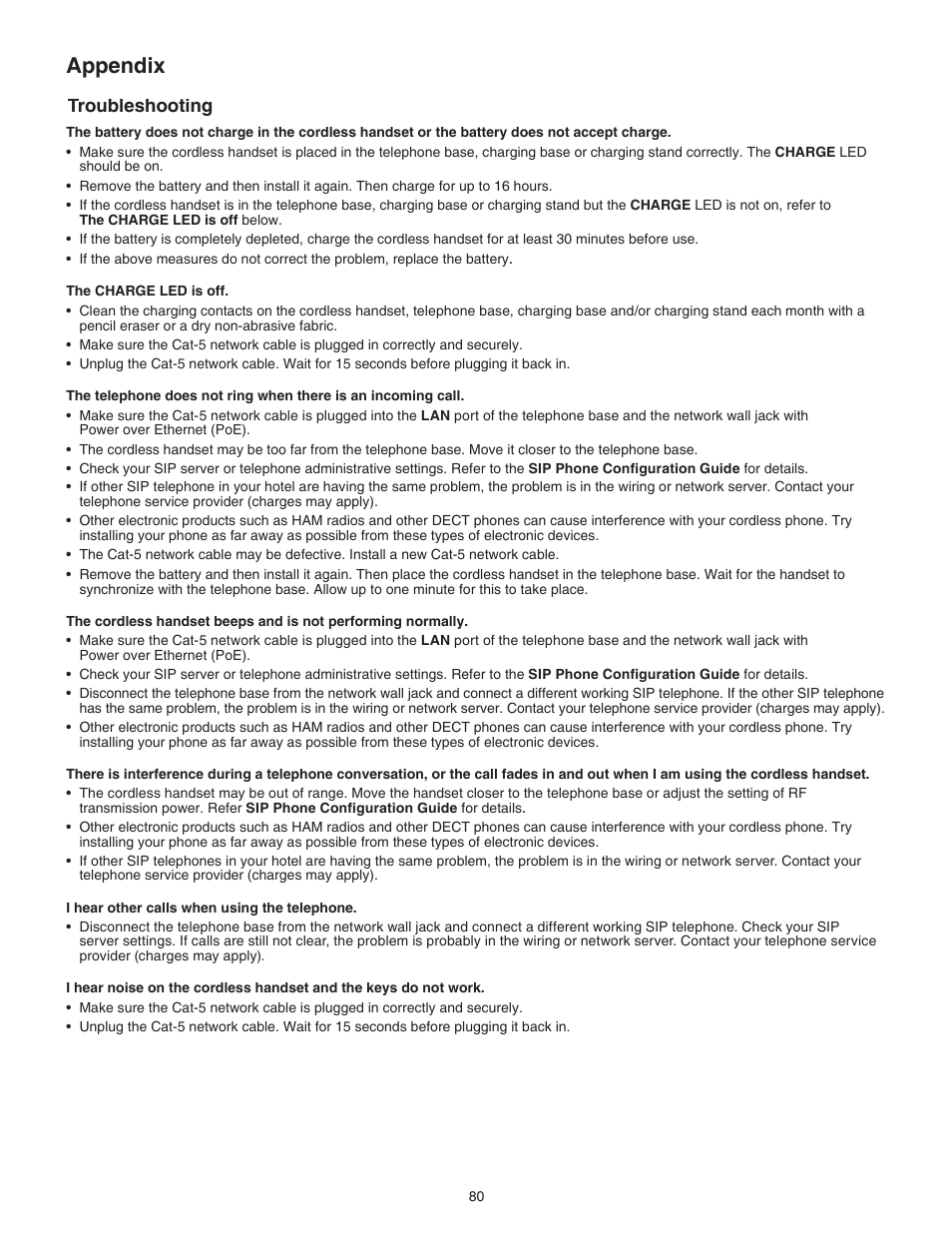 Appendix, Troubleshooting | VTech CTM-S242SD Manual User Manual | Page 84 / 94