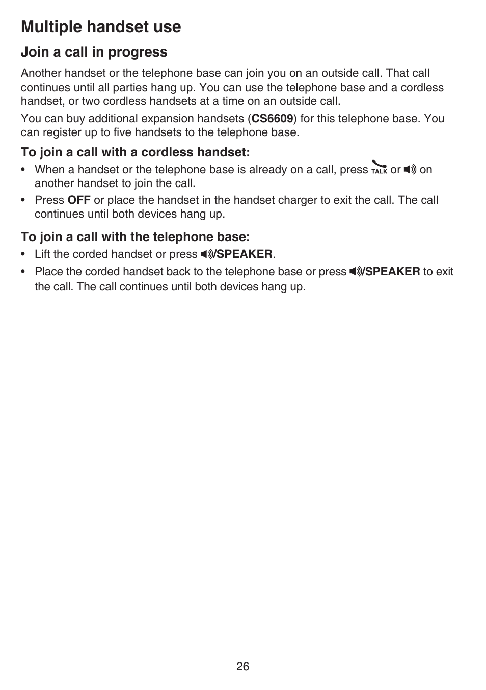 How caller id works, Multiple handset use, Join a call in progress | VTech CS6649_-2-3 Manual User Manual | Page 30 / 87