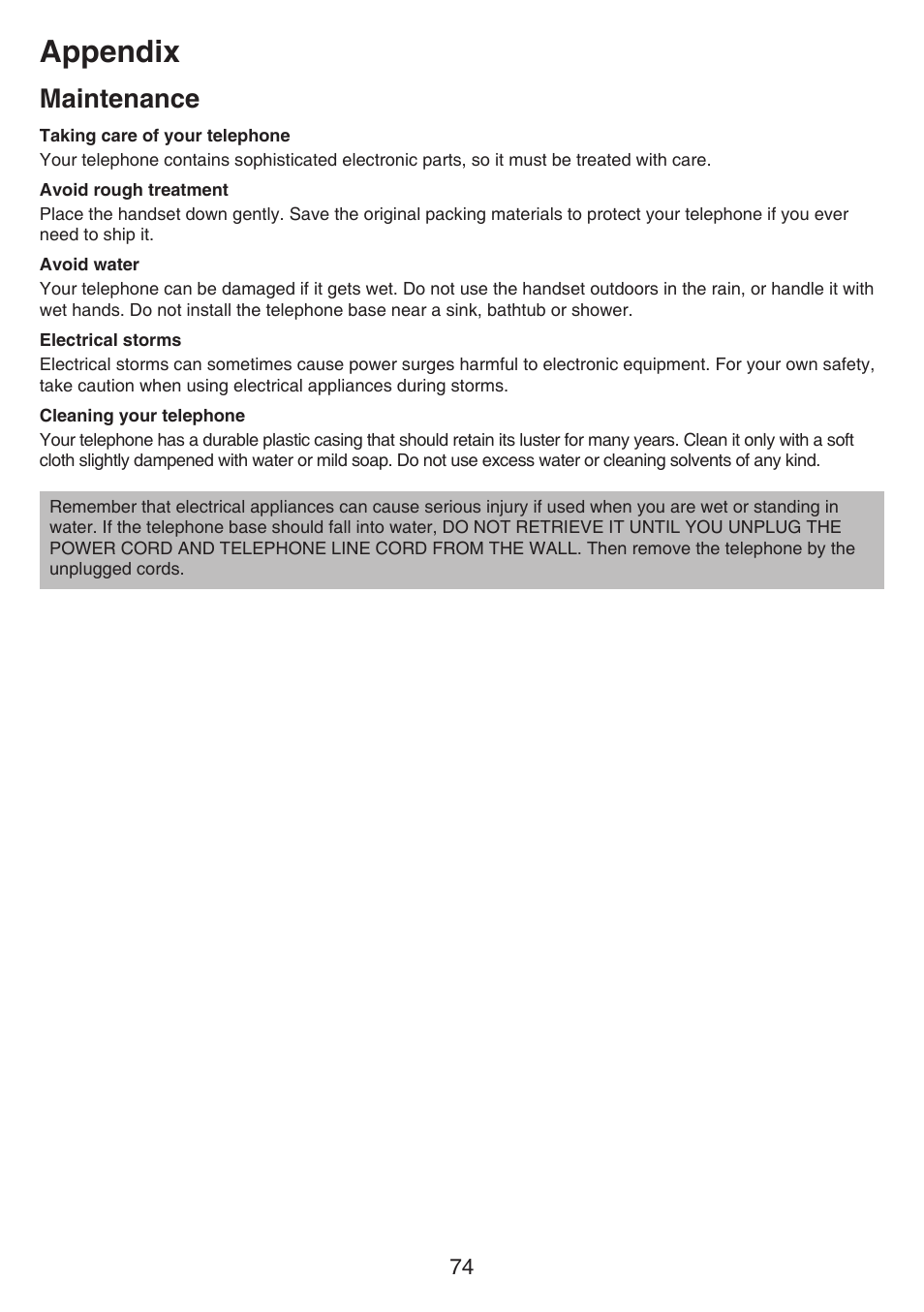 Maintenance, Appendix | VTech CS6649_-2-3 Manual User Manual | Page 78 / 87