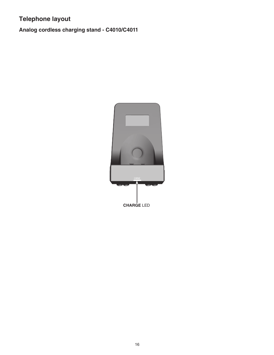 Analog cordless charging stand - c4010/c4011, Telephone layout | VTech CTM-A242SD Manual User Manual | Page 19 / 95