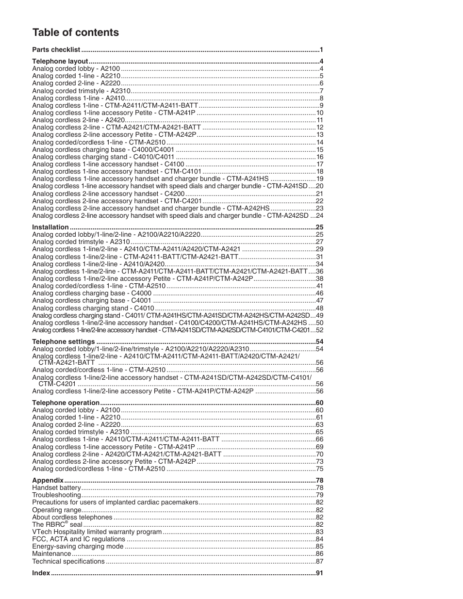 VTech CTM-A242SD Manual User Manual | Page 3 / 95