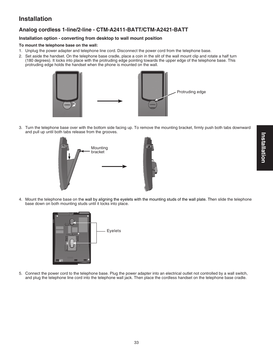 Installation | VTech CTM-A242SD Manual User Manual | Page 36 / 95