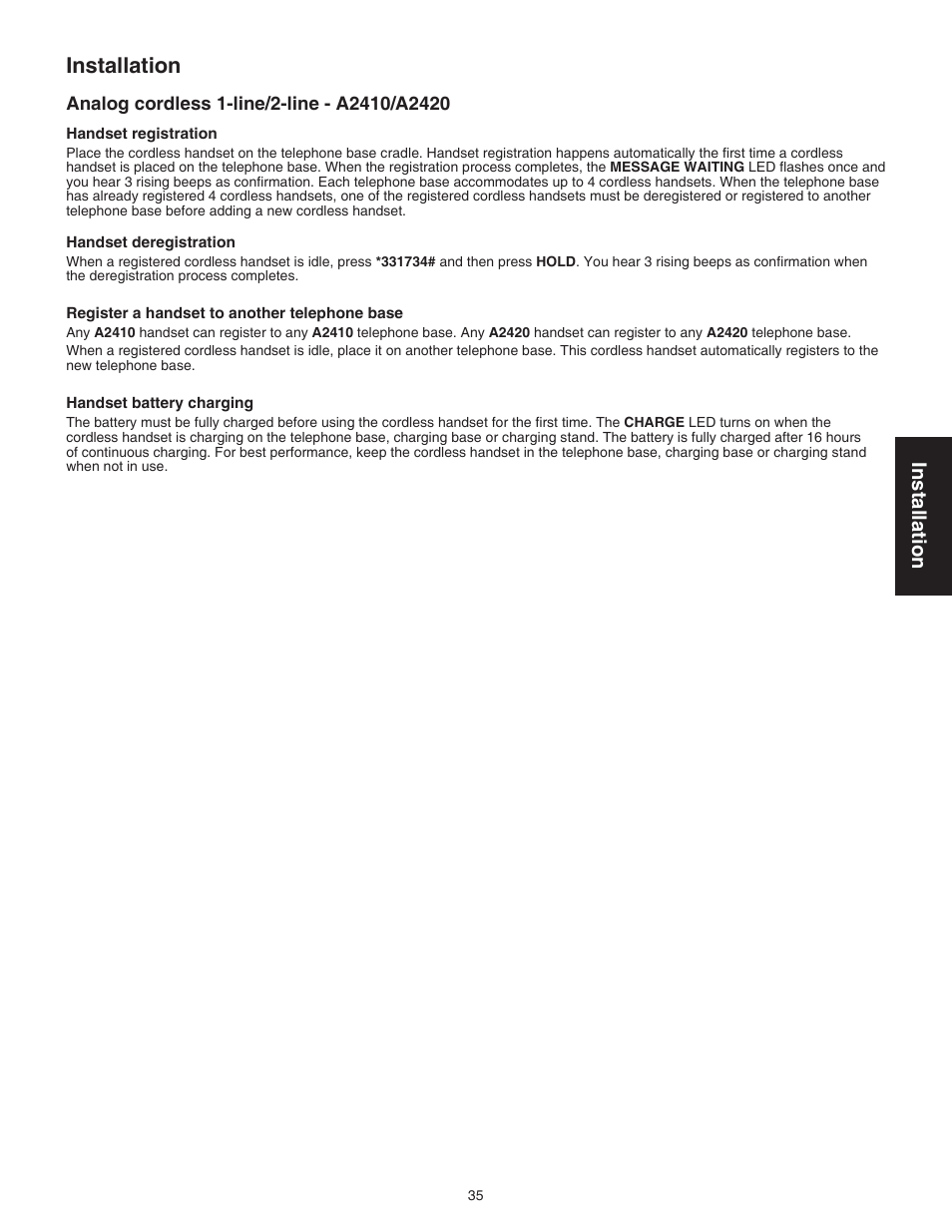 Installation | VTech CTM-A242SD Manual User Manual | Page 38 / 95