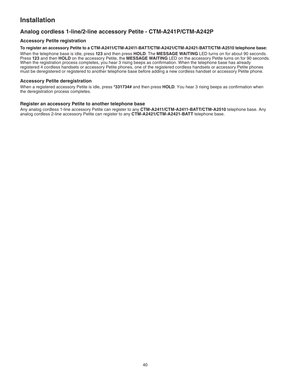 Installation | VTech CTM-A242SD Manual User Manual | Page 43 / 95