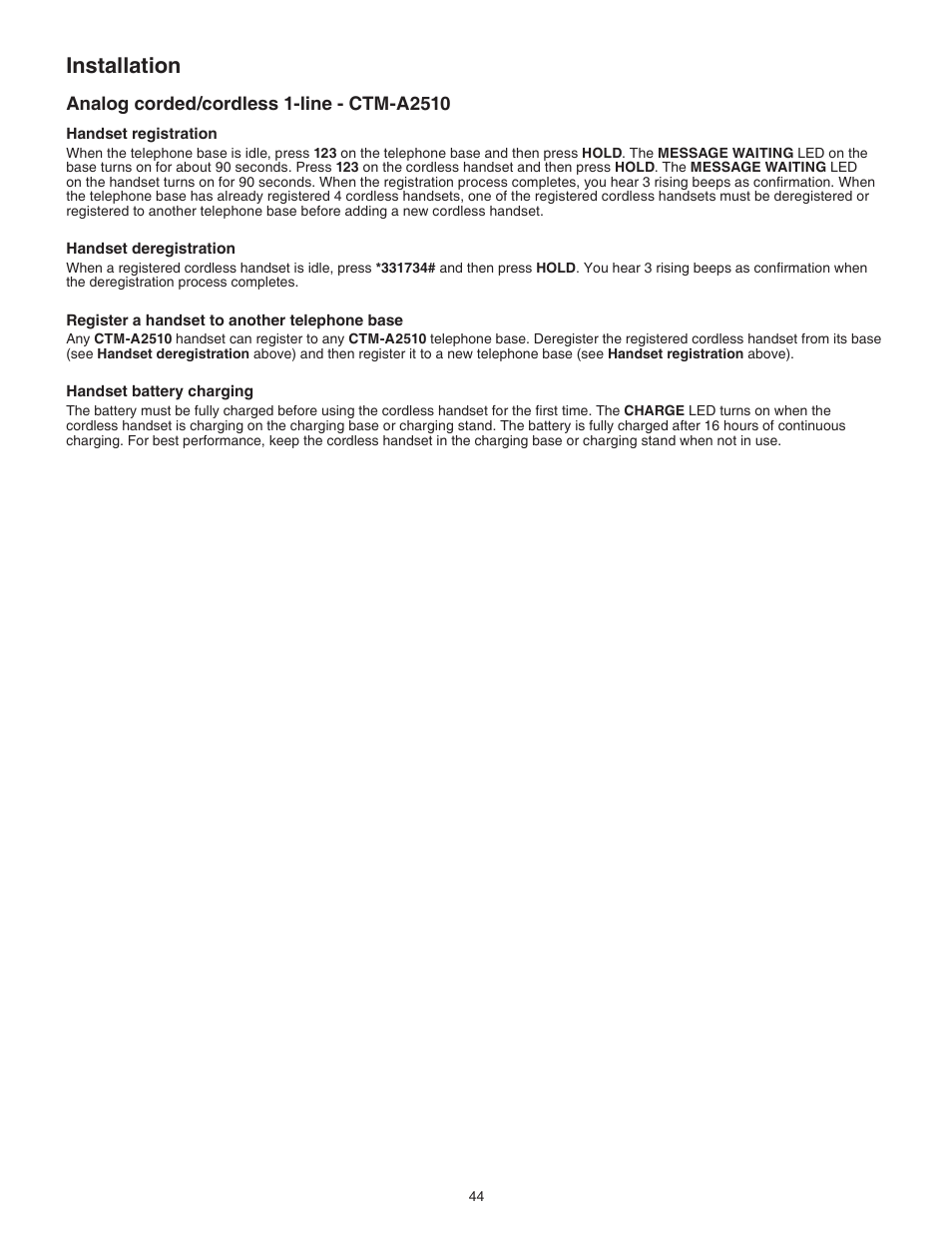 Installation | VTech CTM-A242SD Manual User Manual | Page 47 / 95