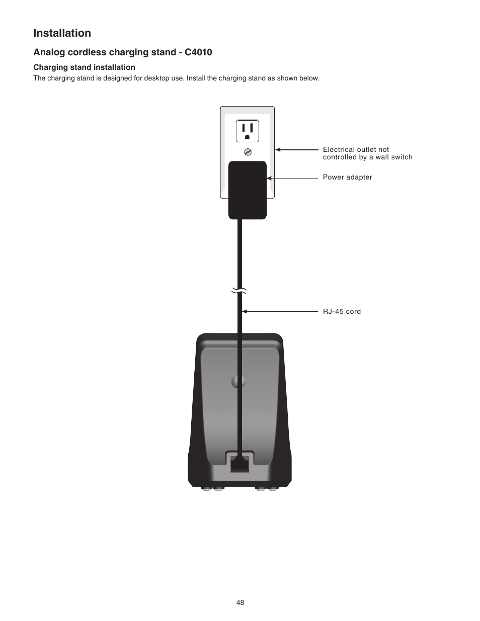 Analog cordless charging stand - c4010, Installation | VTech CTM-A242SD Manual User Manual | Page 51 / 95