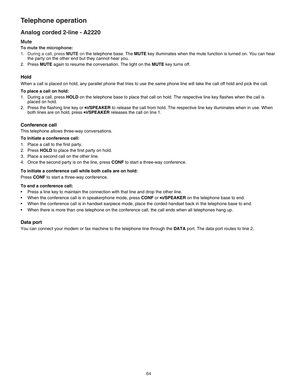Telephone operation | VTech CTM-A242SD Manual User Manual | Page 67 / 95