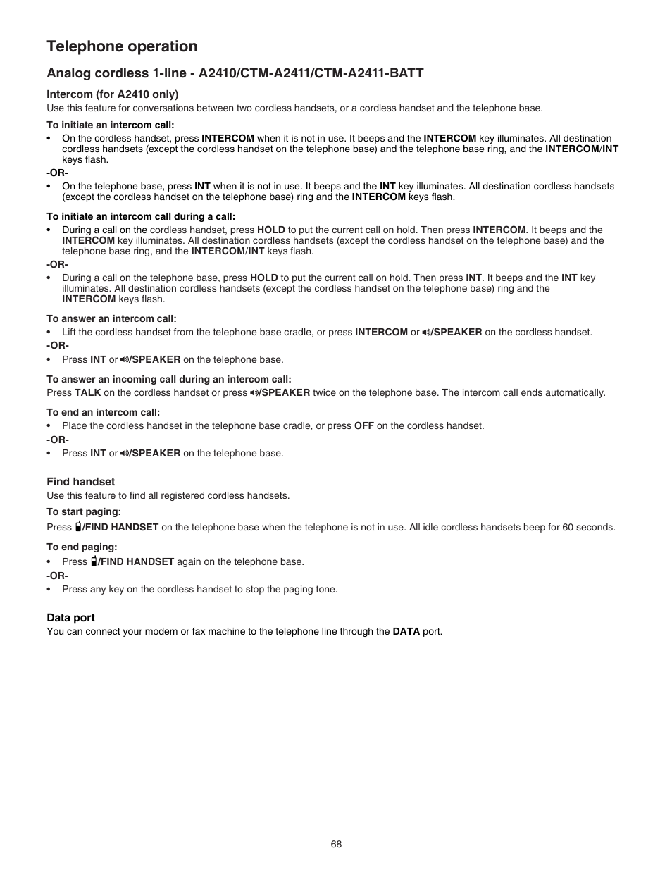 Telephone operation | VTech CTM-A242SD Manual User Manual | Page 71 / 95