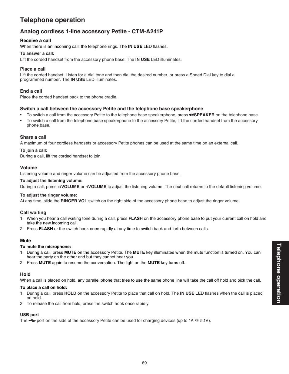 Telephone operation | VTech CTM-A242SD Manual User Manual | Page 72 / 95