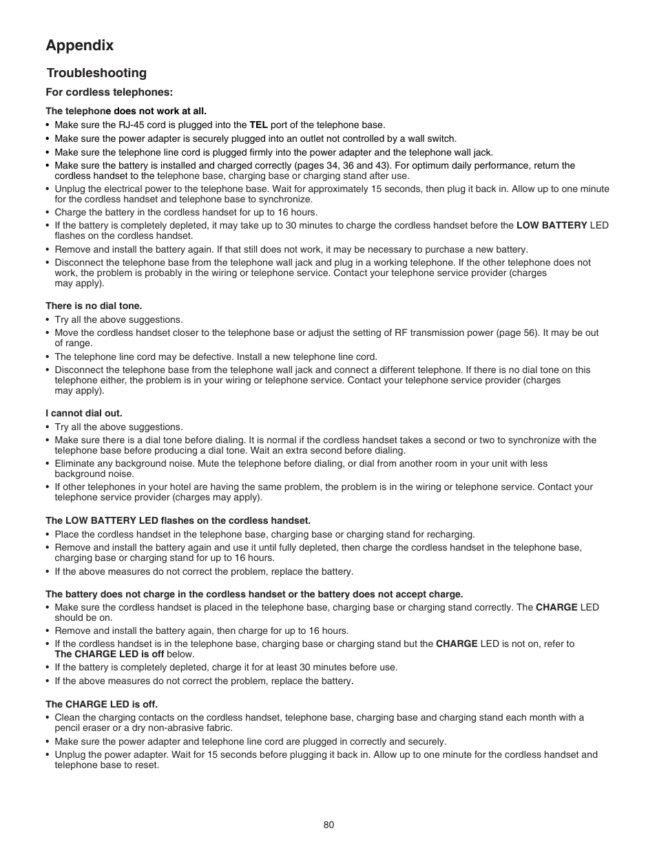 Appendix, Troubleshooting | VTech CTM-A242SD Manual User Manual | Page 83 / 95