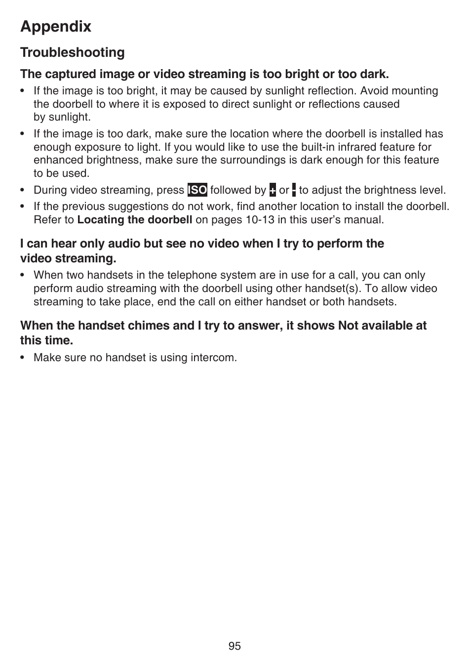 Appendix, Troubleshooting | VTech IS7121_-2-22 Manual User Manual | Page 100 / 118