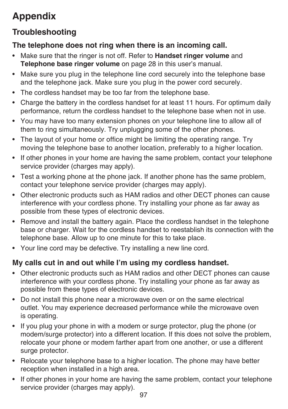 Appendix, Troubleshooting | VTech IS7121_-2-22 Manual User Manual | Page 102 / 118