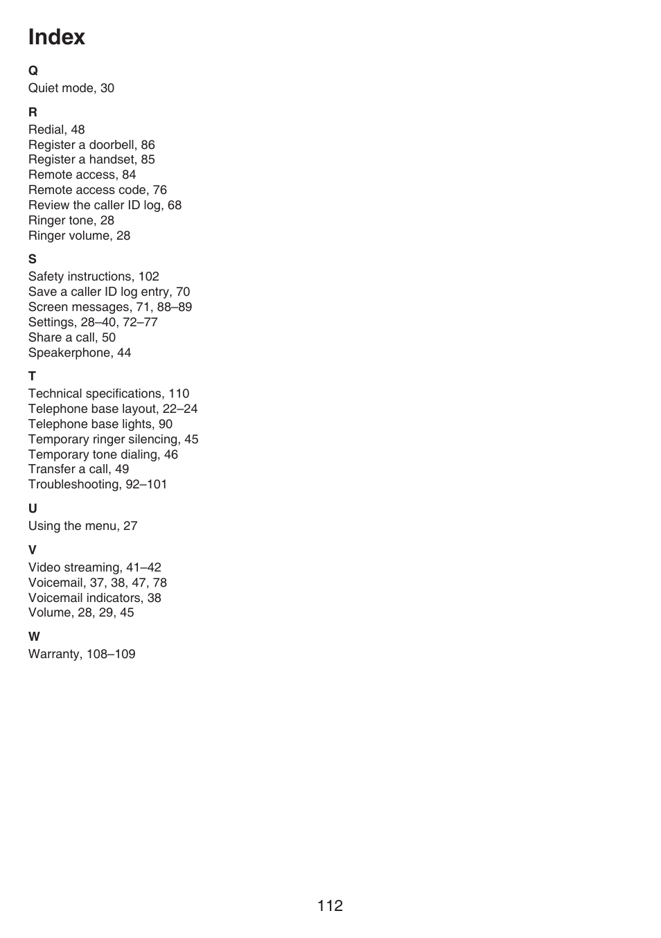 Index | VTech IS7121_-2-22 Manual User Manual | Page 117 / 118