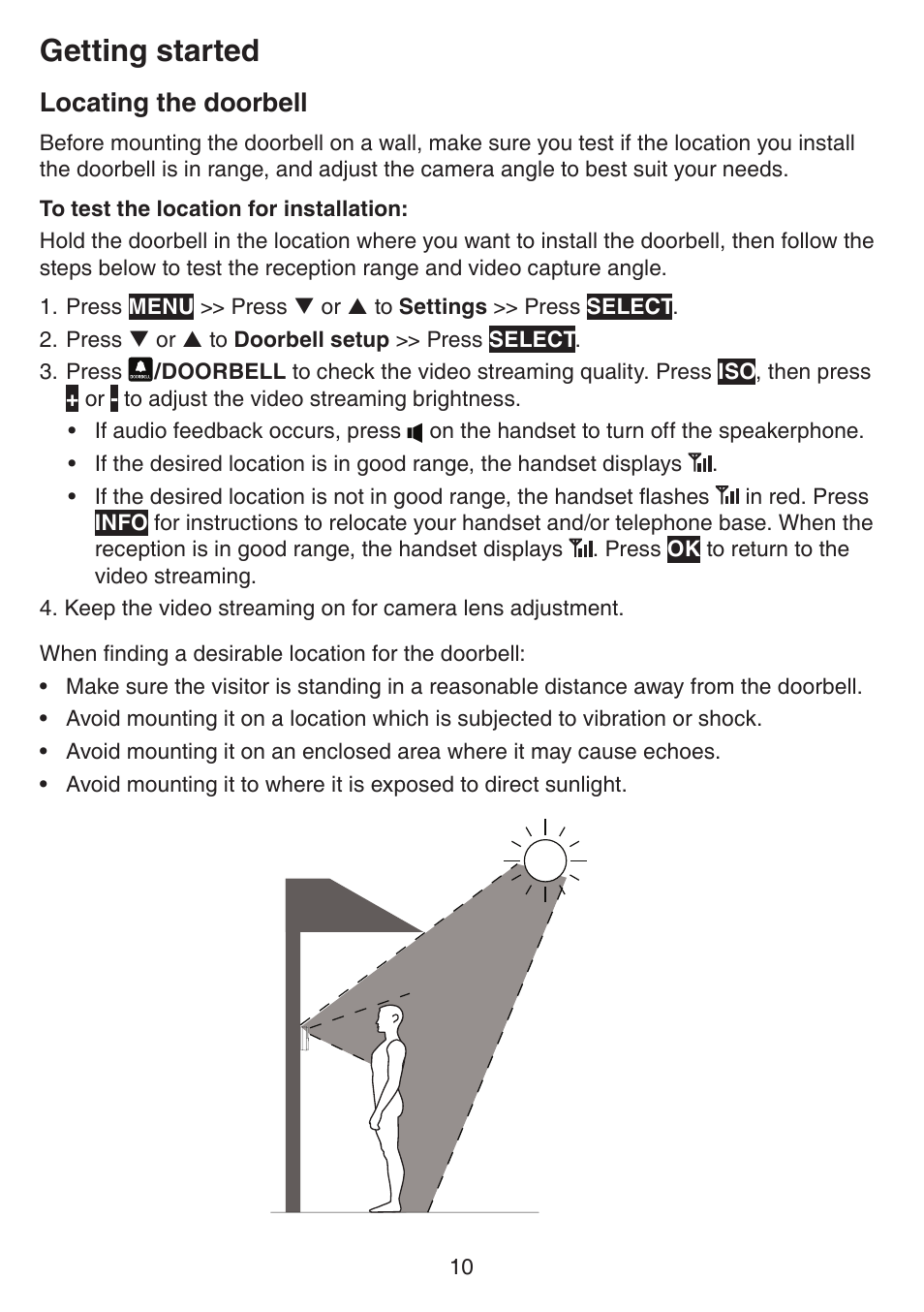 Locating the doorbell, Getting started | VTech IS7121_-2-22 Manual User Manual | Page 15 / 118