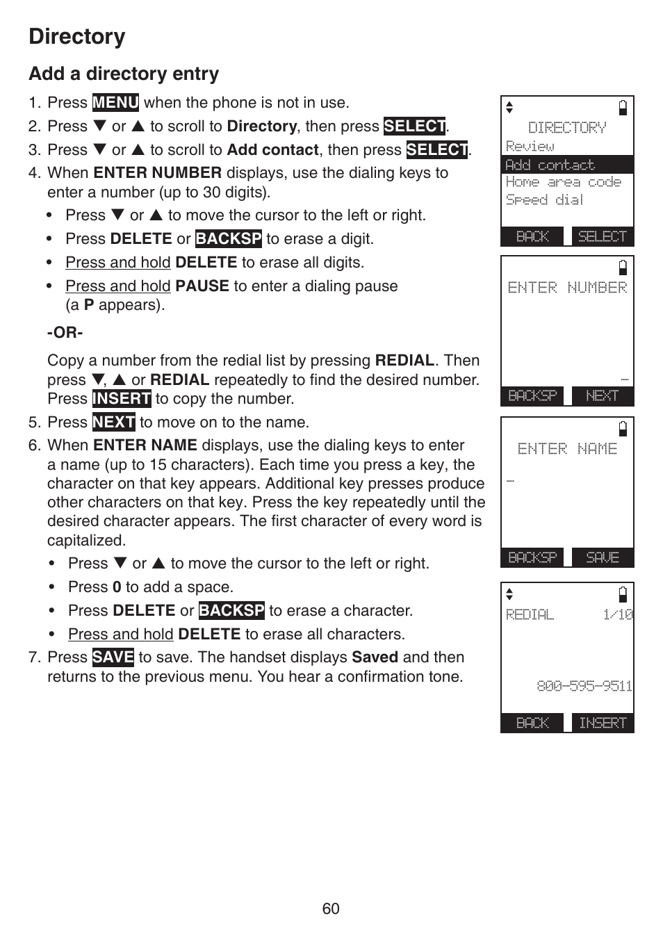 Add a directory entry, Directory | VTech IS7121_-2-22 Manual User Manual | Page 65 / 118