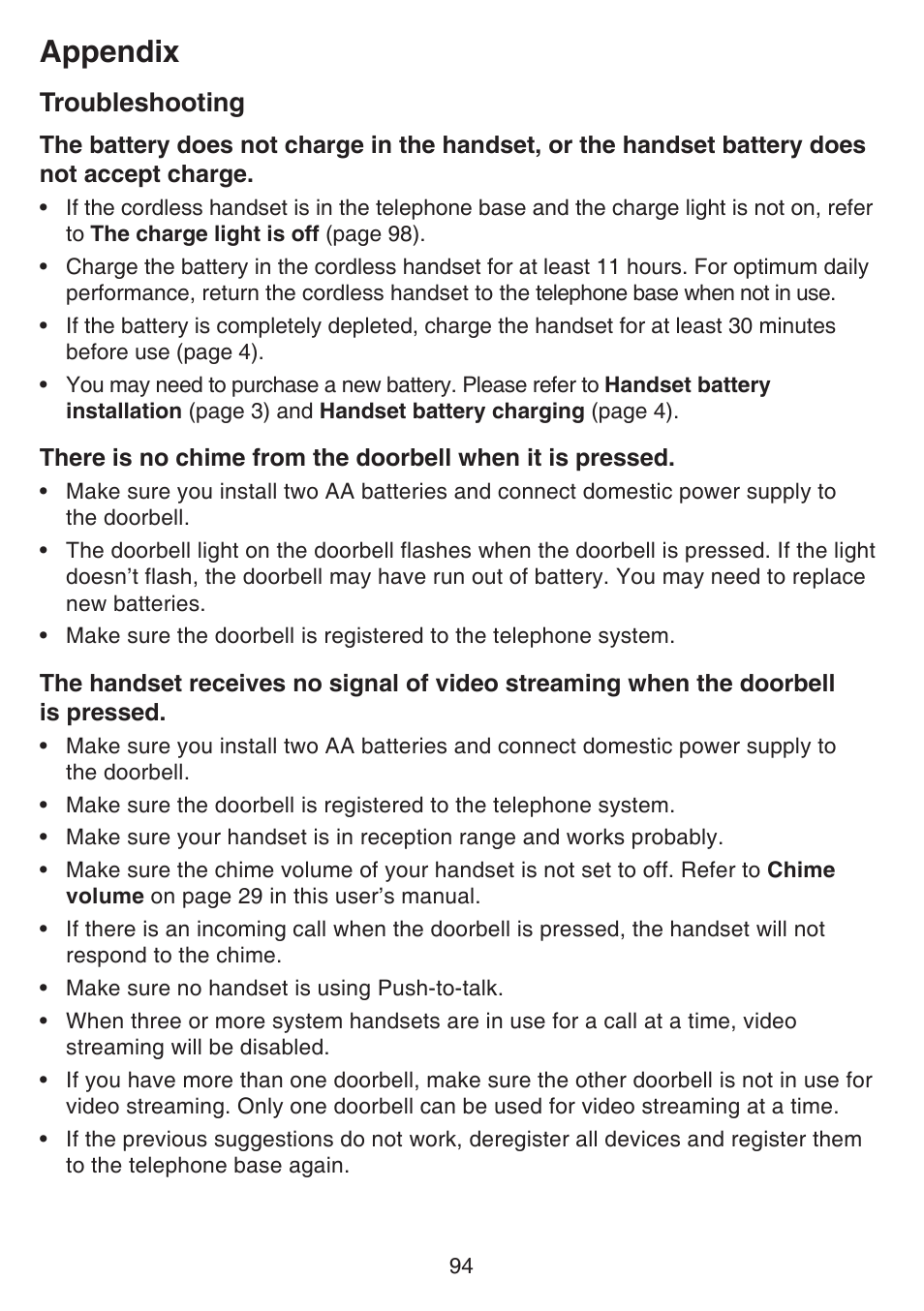 Appendix, Troubleshooting | VTech IS7121_-2-22 Manual User Manual | Page 99 / 118