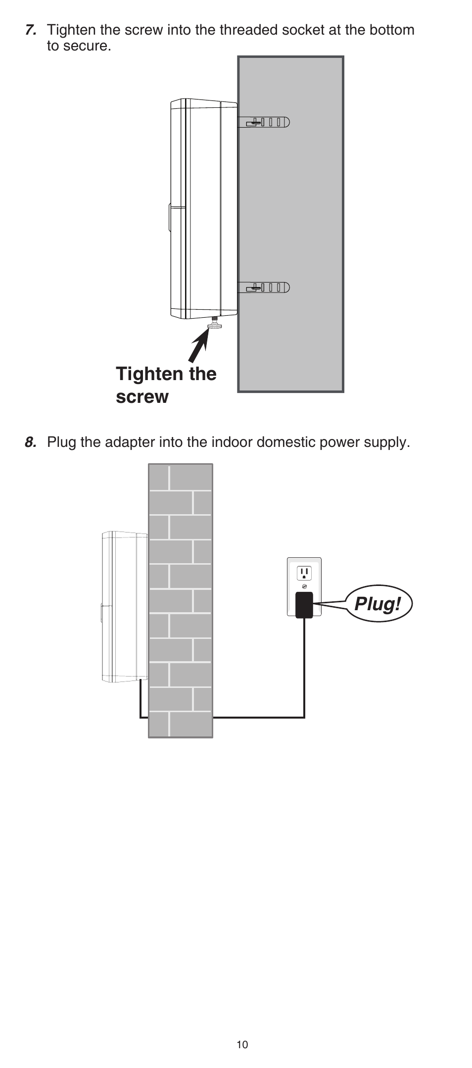 Tighten the screw, Plug | VTech IS741 Manual User Manual | Page 10 / 16
