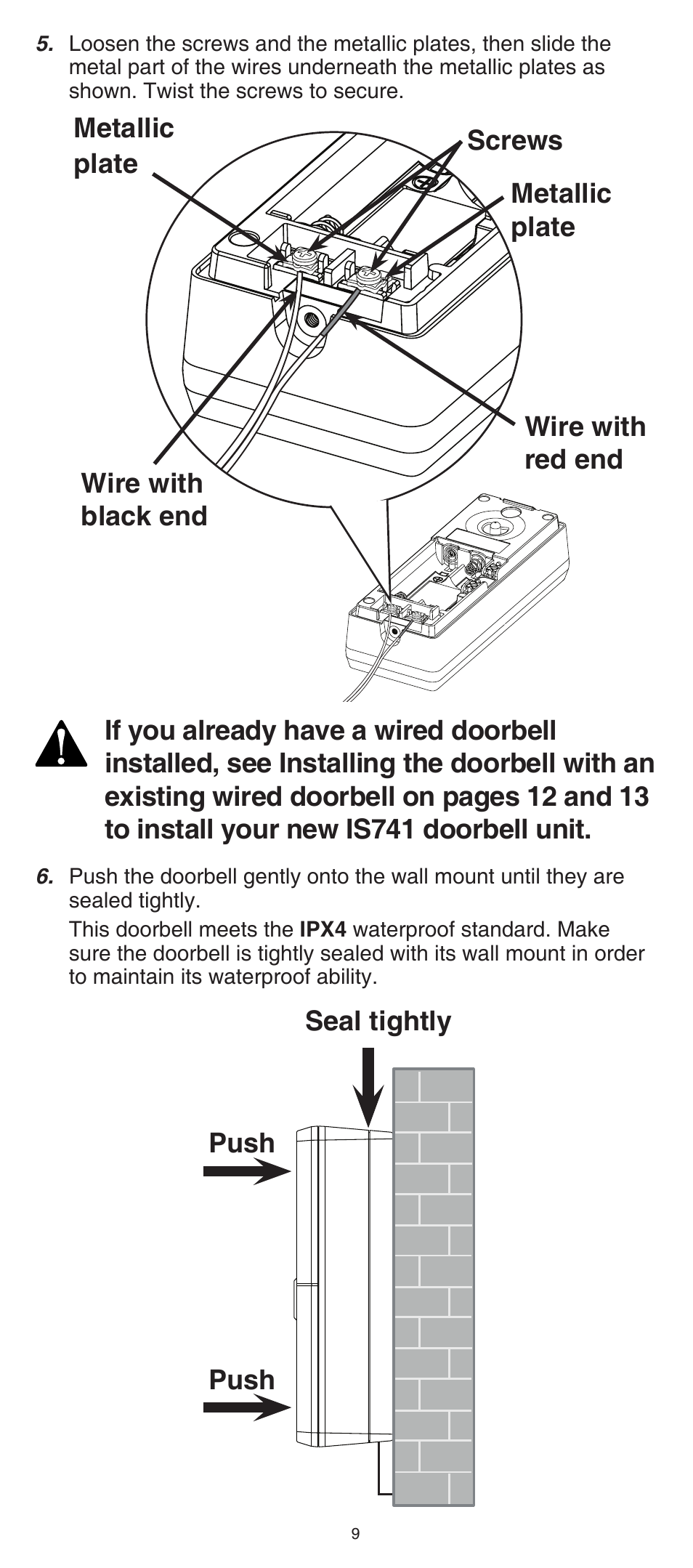 Push, Push seal tightly | VTech IS741 Manual User Manual | Page 9 / 16