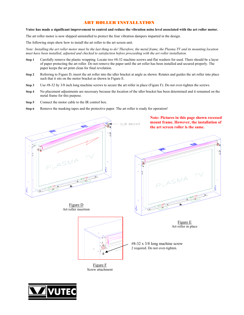 Vutec ARTSCREEN Surface Clip Instructions User Manual | Page 6 / 6