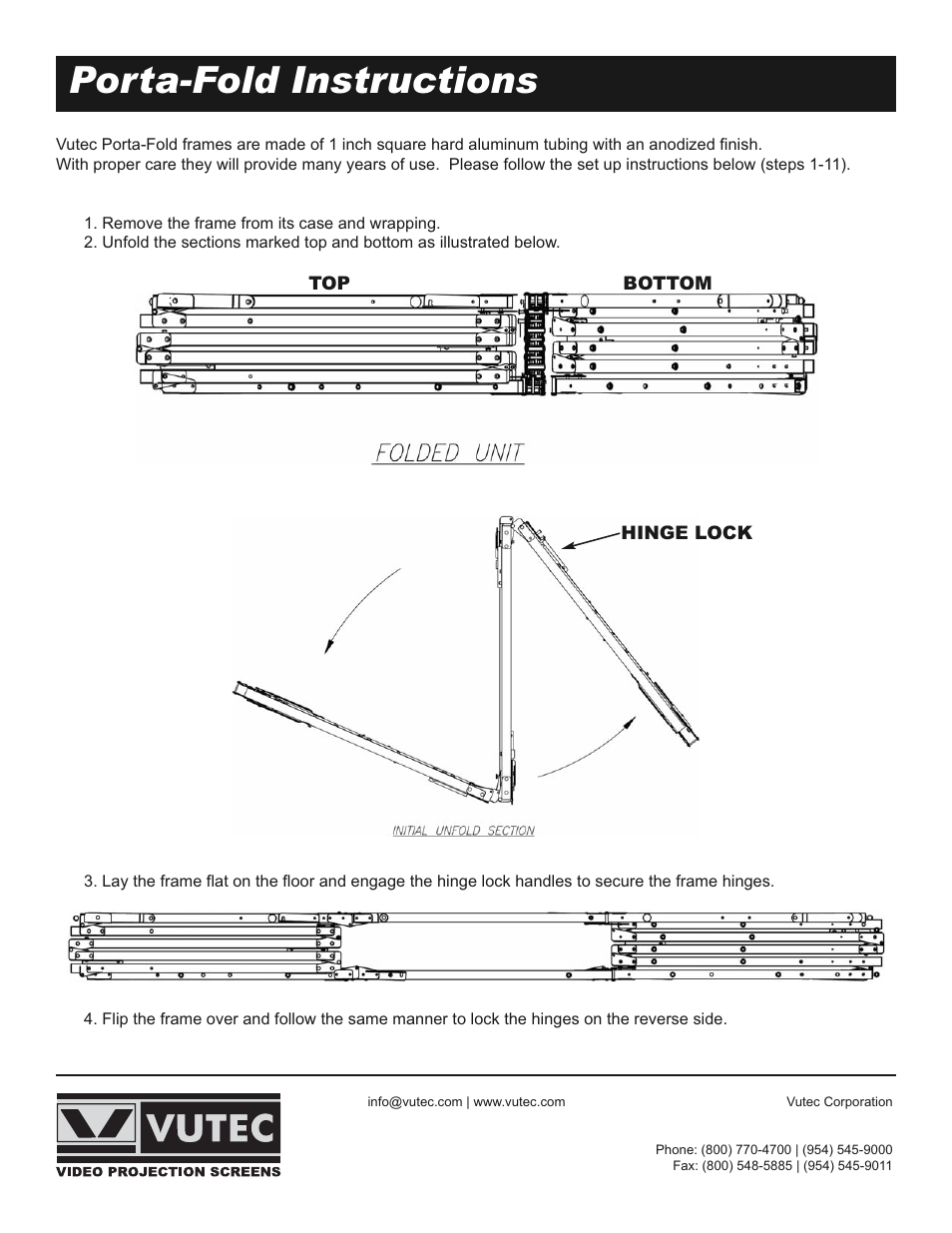 Vutec PORTA-FOLD - Installation Instructions User Manual | 4 pages