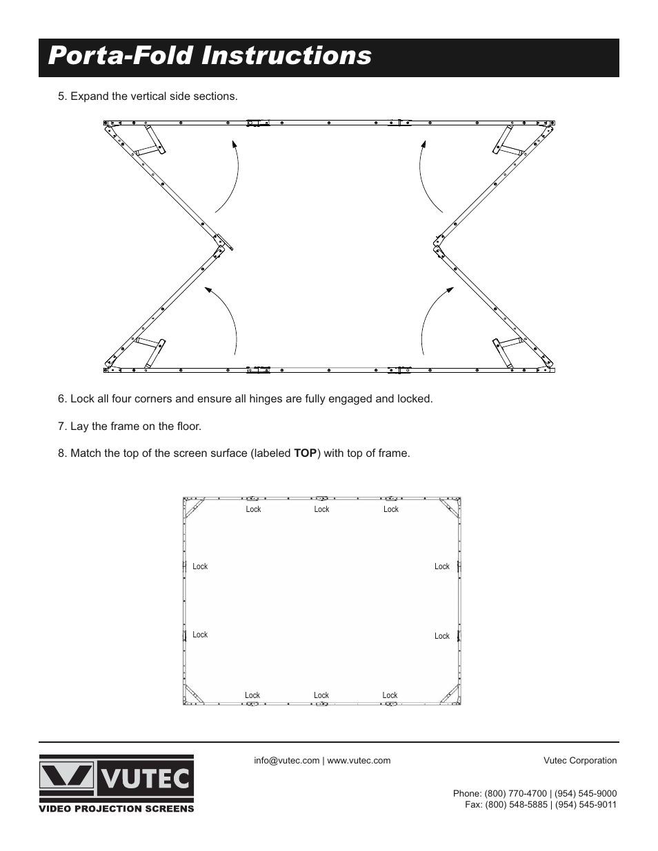 Porta-fold instructions | Vutec PORTA-FOLD - Installation Instructions User Manual | Page 2 / 4