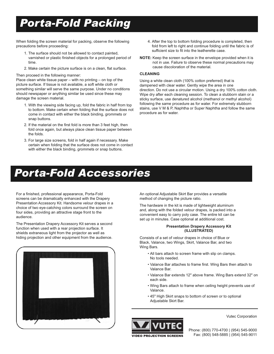 Porta-fold packing porta-fold accessories | Vutec PORTA-FOLD - Installation Instructions User Manual | Page 4 / 4