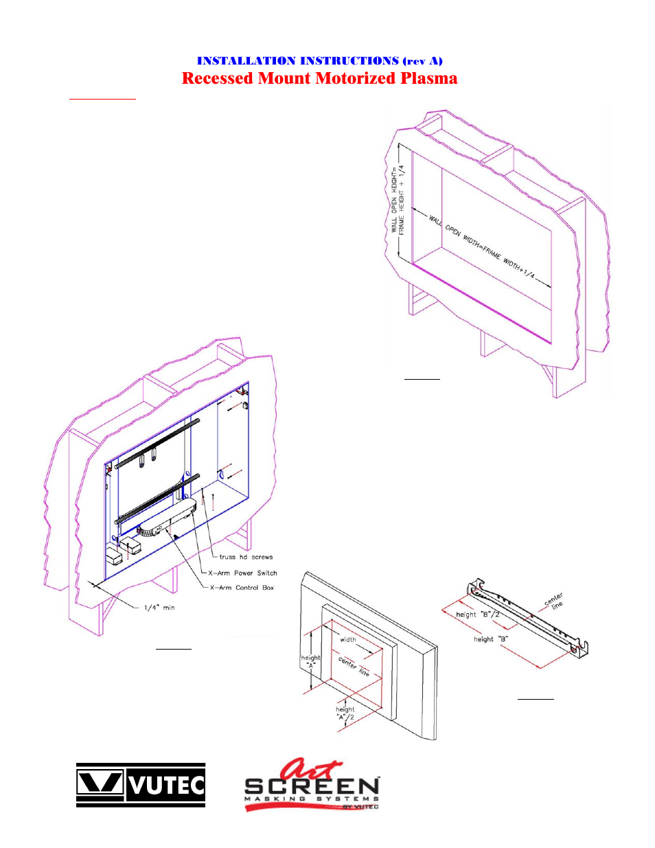 Recessed mount motorized plasma | Vutec ARTSCREEN R-SERIES - Installation Instructions User Manual | Page 2 / 12
