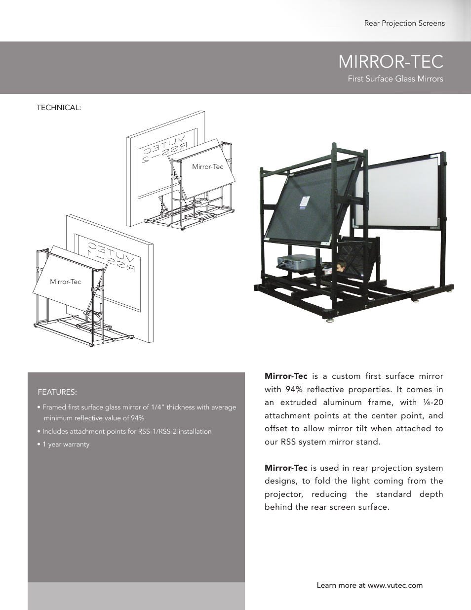 Vutec MIRROR-TEC - Product Sheet User Manual | 1 page