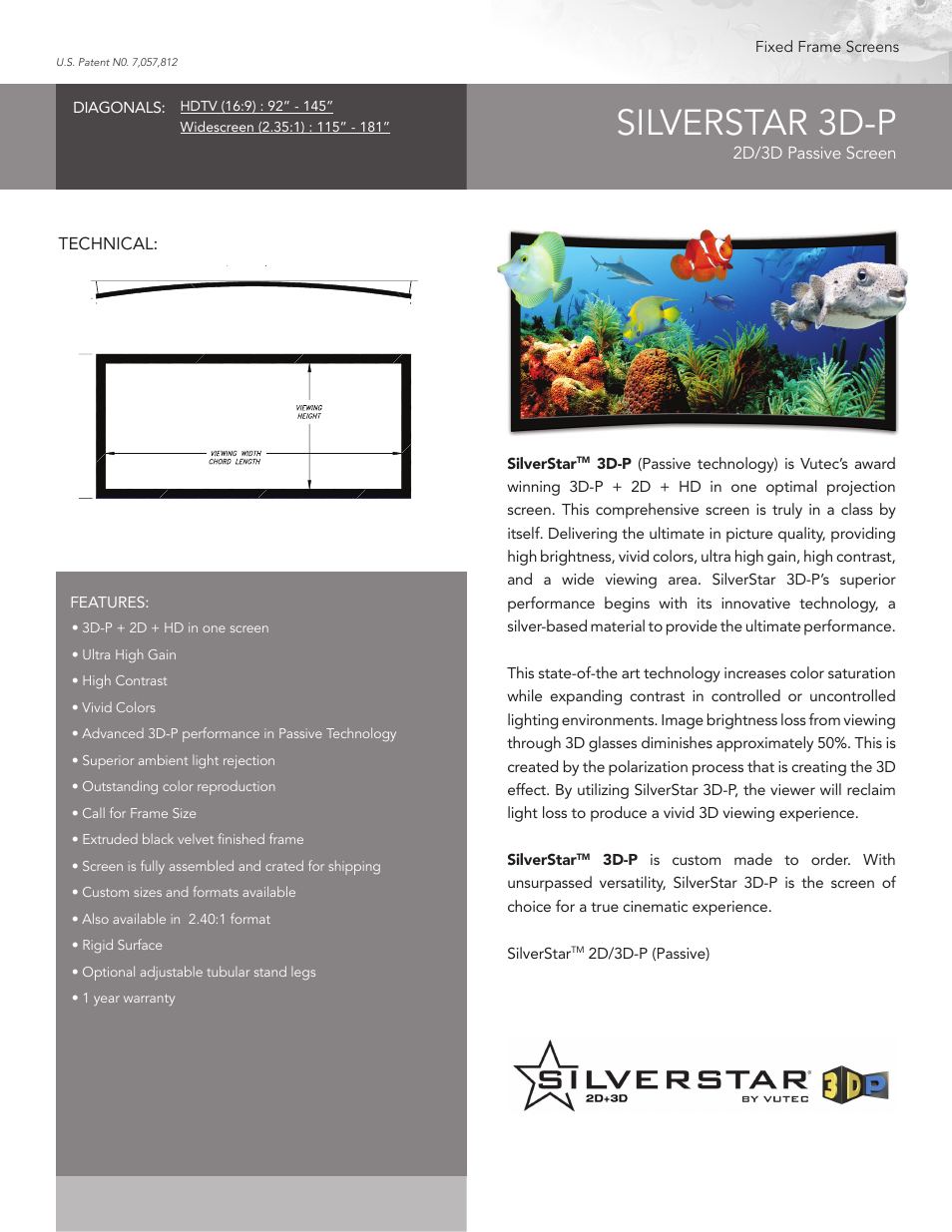 Vutec SILVERSTAR 3D-P - Product Sheet User Manual | 1 page