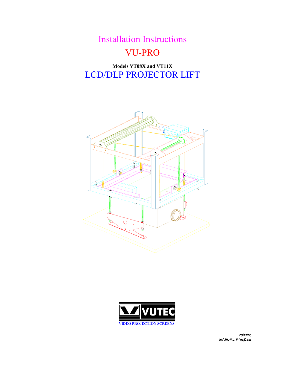 Vutec VT11X VU-PRO - Installation Instructions User Manual | 6 pages