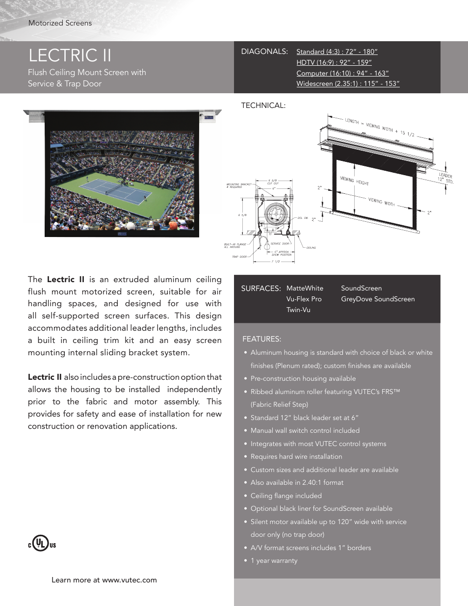 Vutec LECTRIC II - Product Sheet User Manual | 1 page
