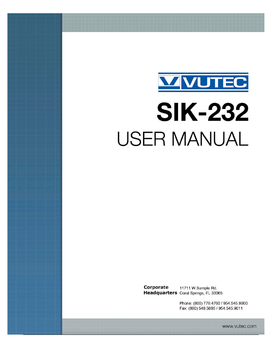 Vutec SIK232 Interface - Instructions User Manual | 13 pages
