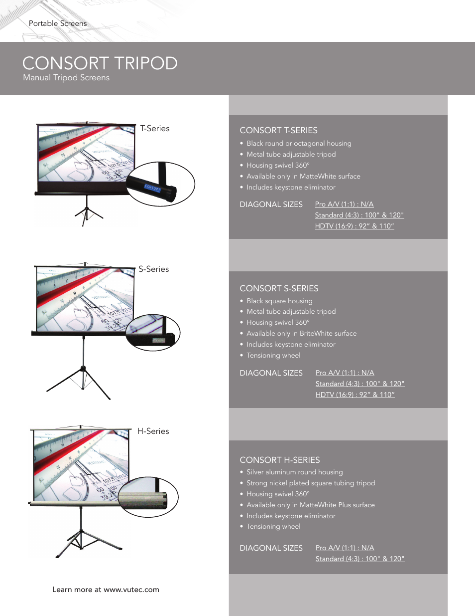 Vutec CONSORT TRIPOD - Product Sheet User Manual | 1 page