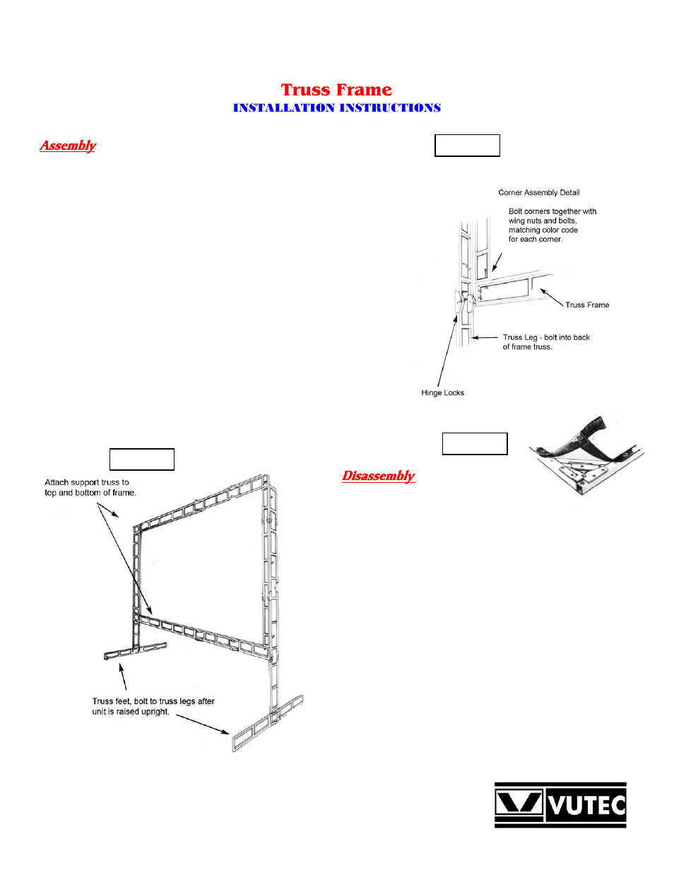 Vutec PORTA-FOLD TRUSS - Installation Instructions User Manual | 2 pages