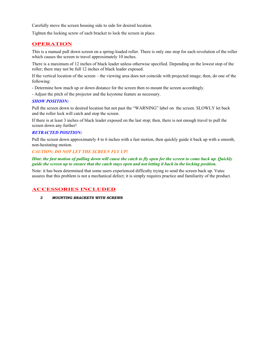 Vutec HD III - Installation Instructions User Manual | Page 2 / 2