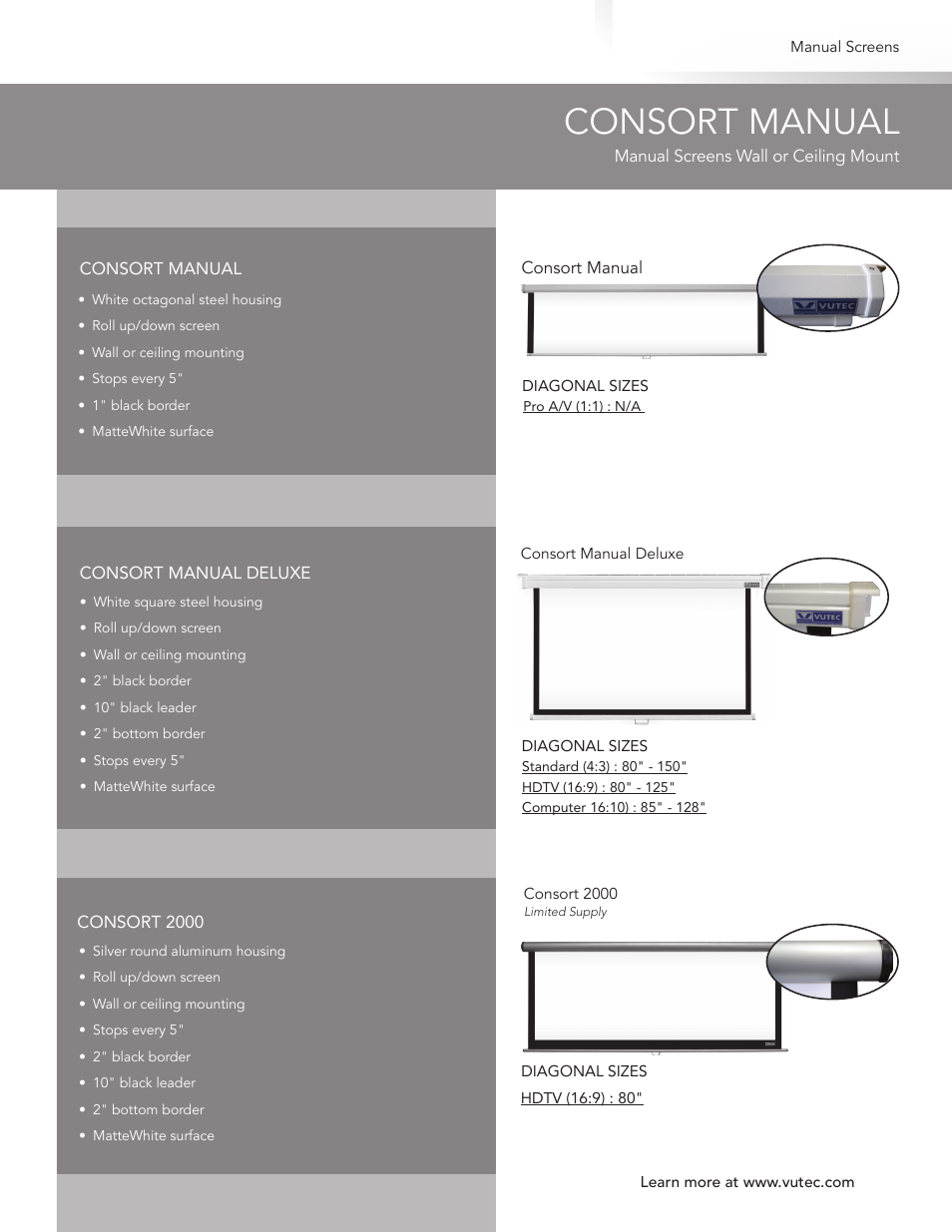 Vutec CONSORT - Product Sheet User Manual | 1 page