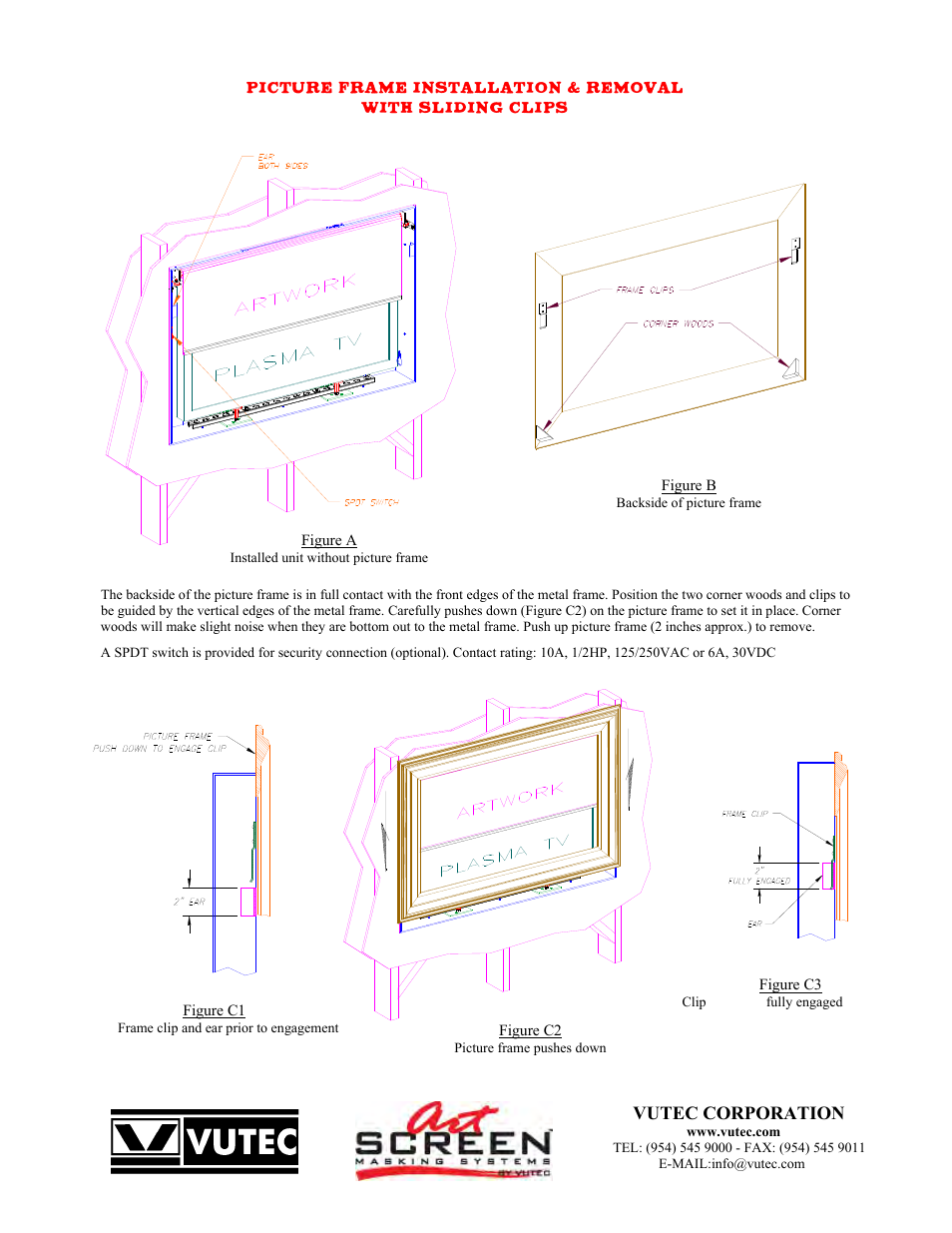 Vutec ARTSCREEN Recessed Hook - Installation Instructions User Manual | Page 6 / 8