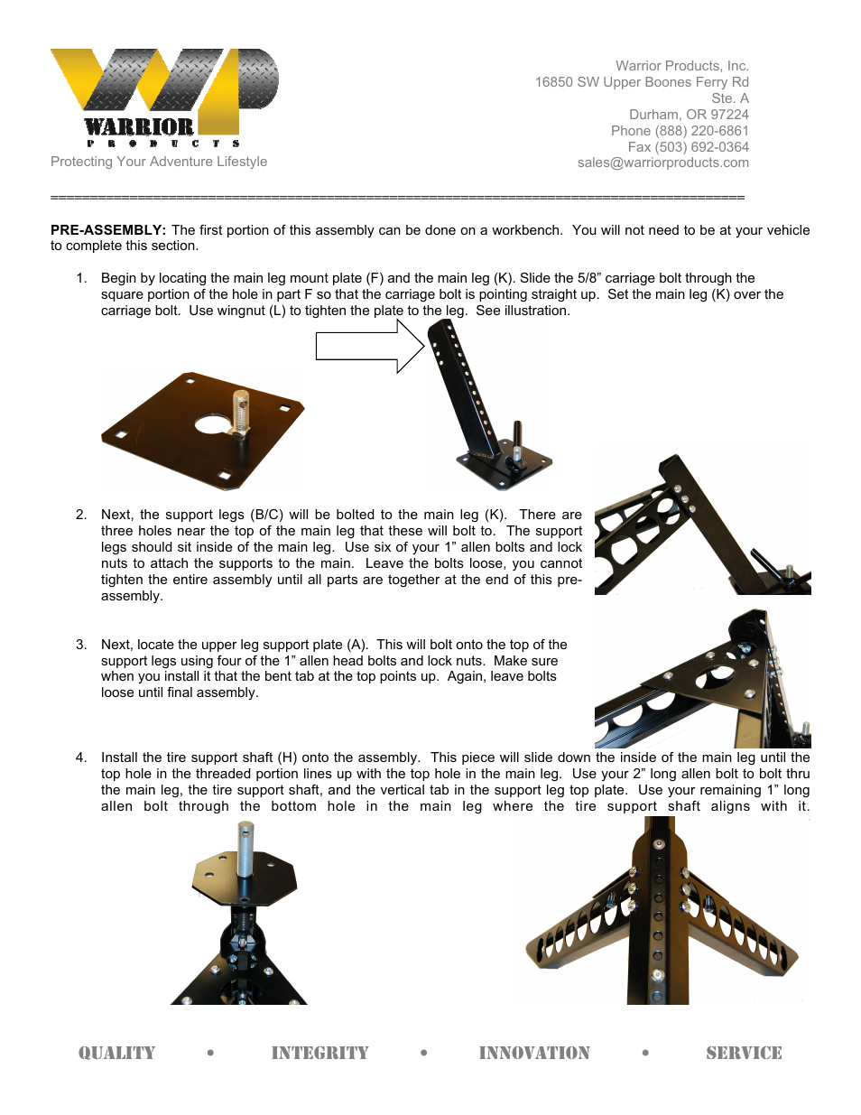 Warrior 201 - Baja Tire Carrier (Universal) User Manual | Page 2 / 4