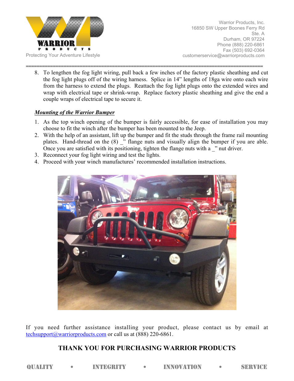 Warrior 59950 FRONT WINCH BUMPER (2007 – 2013 Jeep JK Wrangler) User Manual | Page 2 / 2