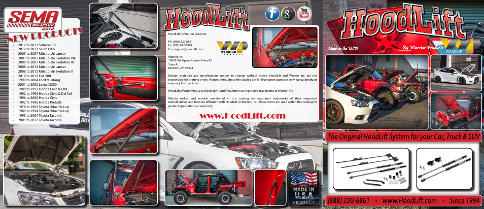 Warrior CATALOG HOODLIFT User Manual | 2 pages