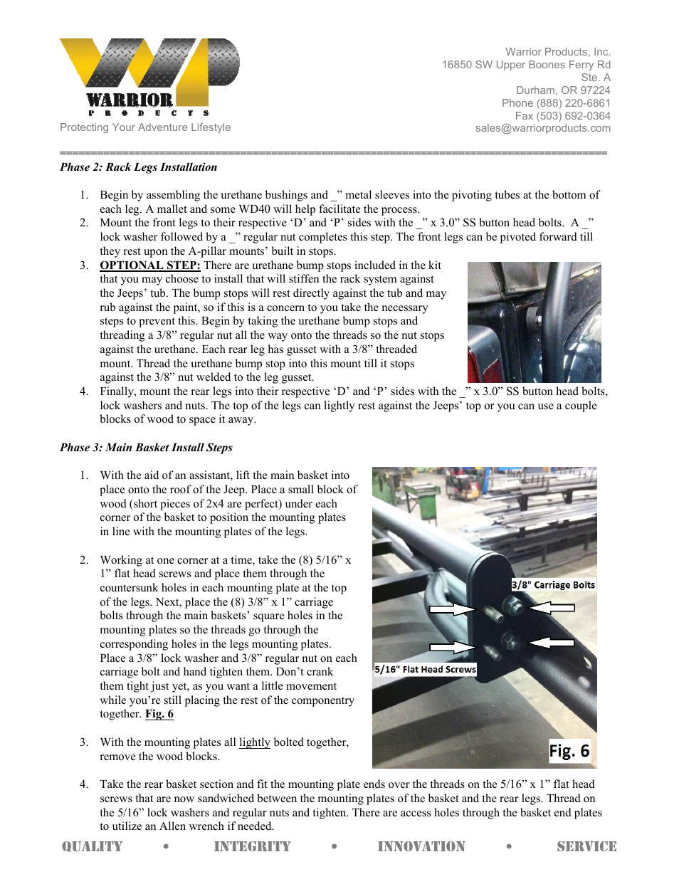 Warrior 885 WRANGLER UNLIMITED RENEGADE RACK (2007 – 2013 Jeep JK Wrangler) User Manual | Page 3 / 4