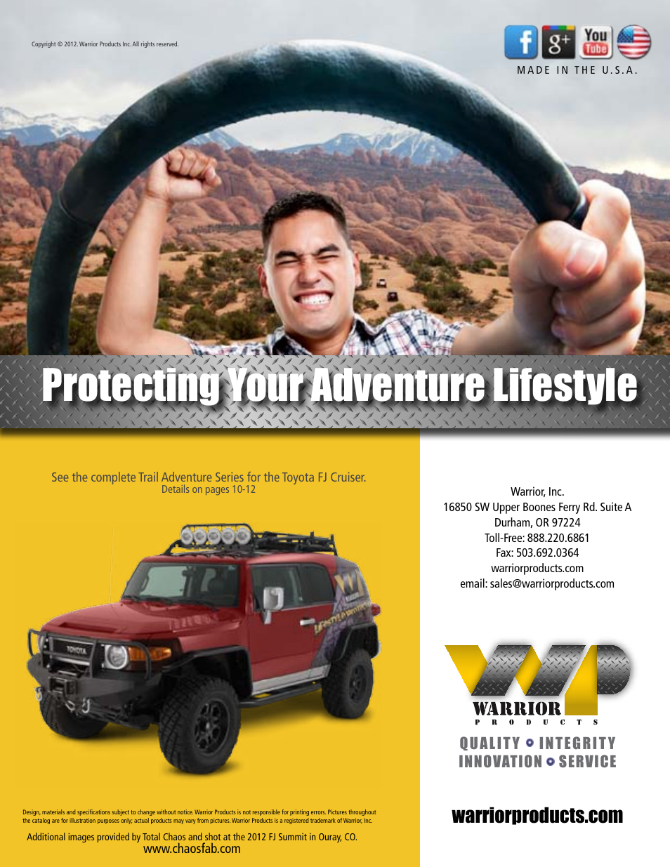 Protecting your adventure lifestyle | Warrior CATALOG 2013 SPECIALTY VEHICLE User Manual | Page 11 / 11