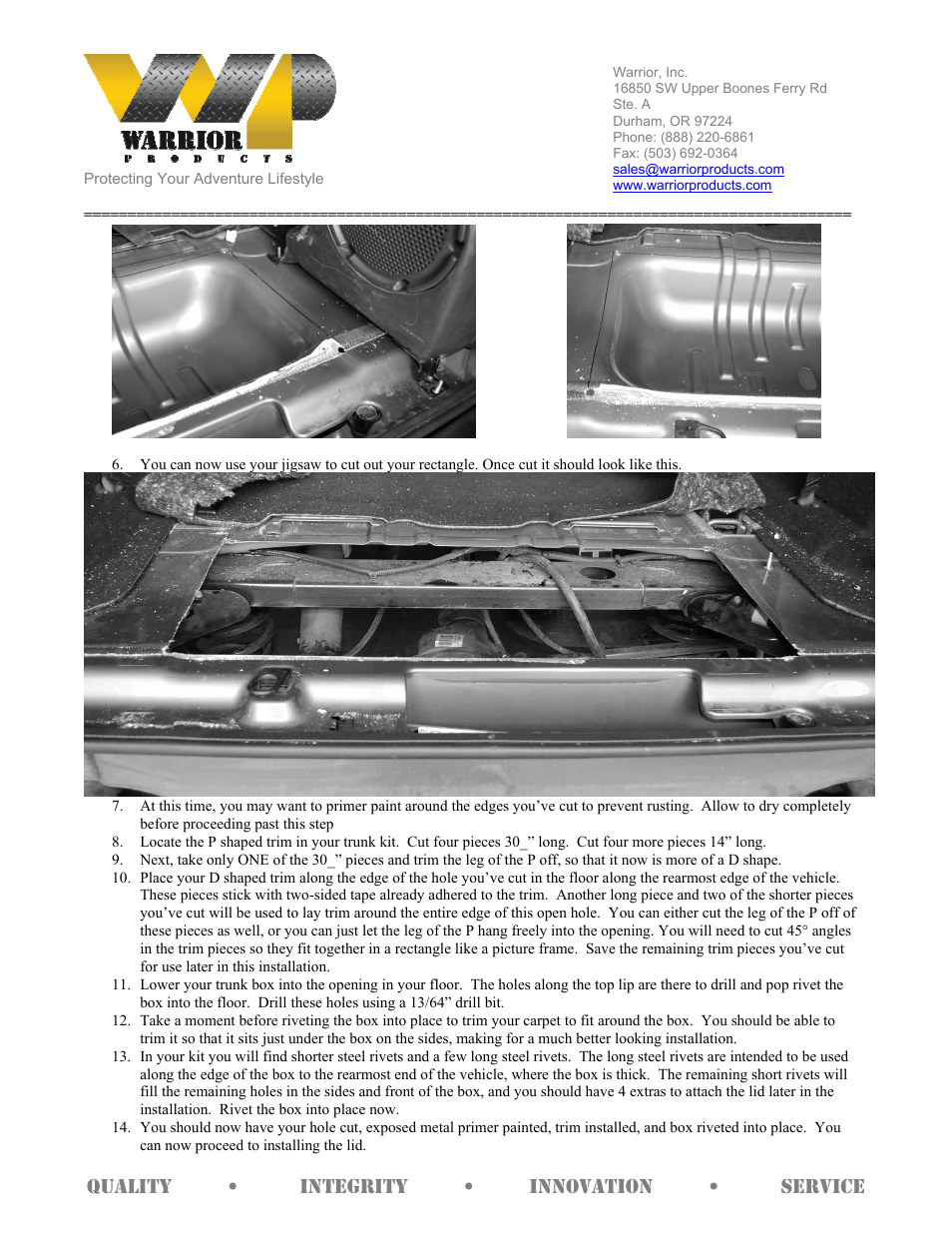 Warrior 2205 – Locking Security Trunk (2007 – 2013 Jeep JK Wrangler) User Manual | Page 2 / 3