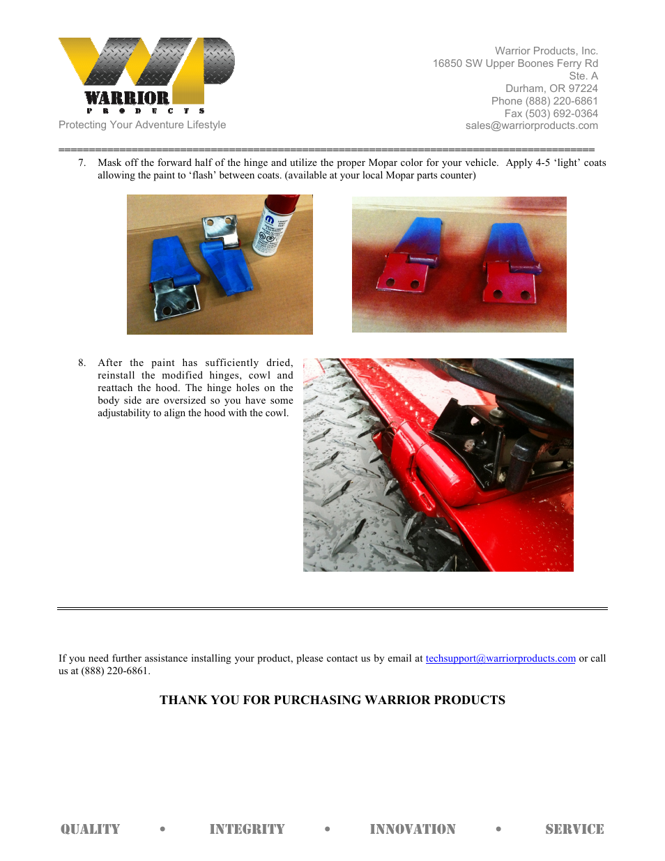 Warrior 1542A JK HOOD HINGE REINFORCEMENT PLATES (2007 – 2013 Jeep JK Wrangler) User Manual | Page 2 / 2