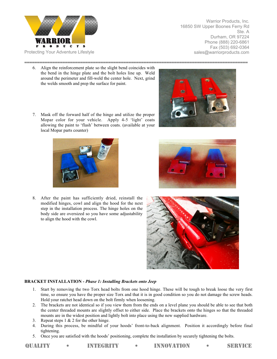 Warrior 1542 HI-LIFT HOOD HINGE BRACKET (2007 – 2013 Jeep JK Wrangler) User Manual | Page 2 / 3