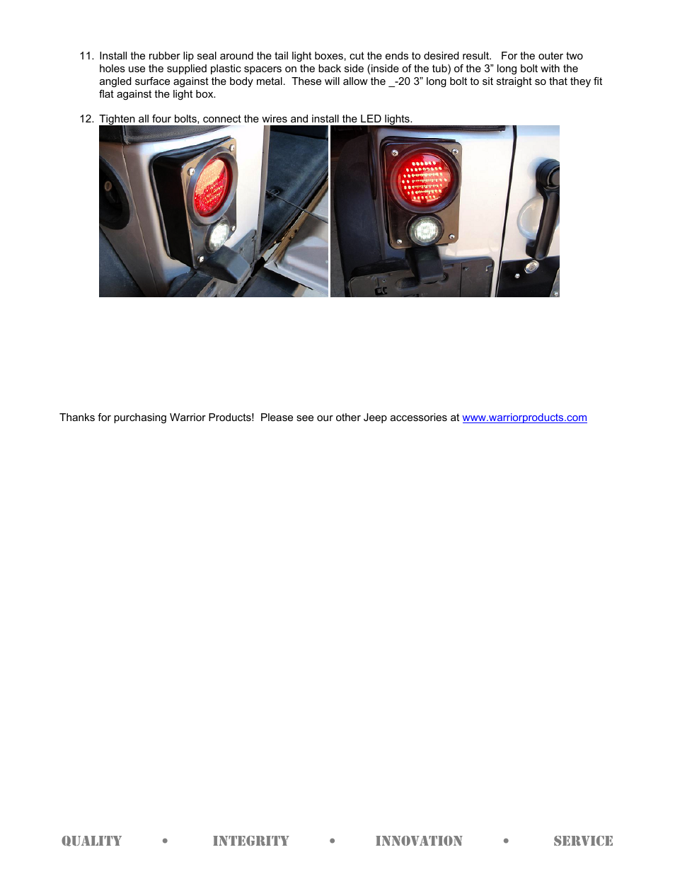 Warrior 2960 Complete LED Tail Light Kit (2007 – 2013 Jeep JK Wrangler) User Manual | Page 3 / 3