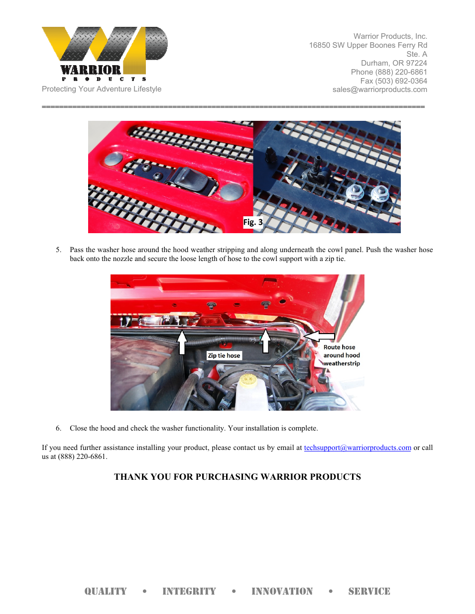 Warrior 1575 WINDSHIELD WASHER NOZZLE RELOCATION KIT (2007 – 2013 Jeep JK Wrangler) User Manual | Page 2 / 2
